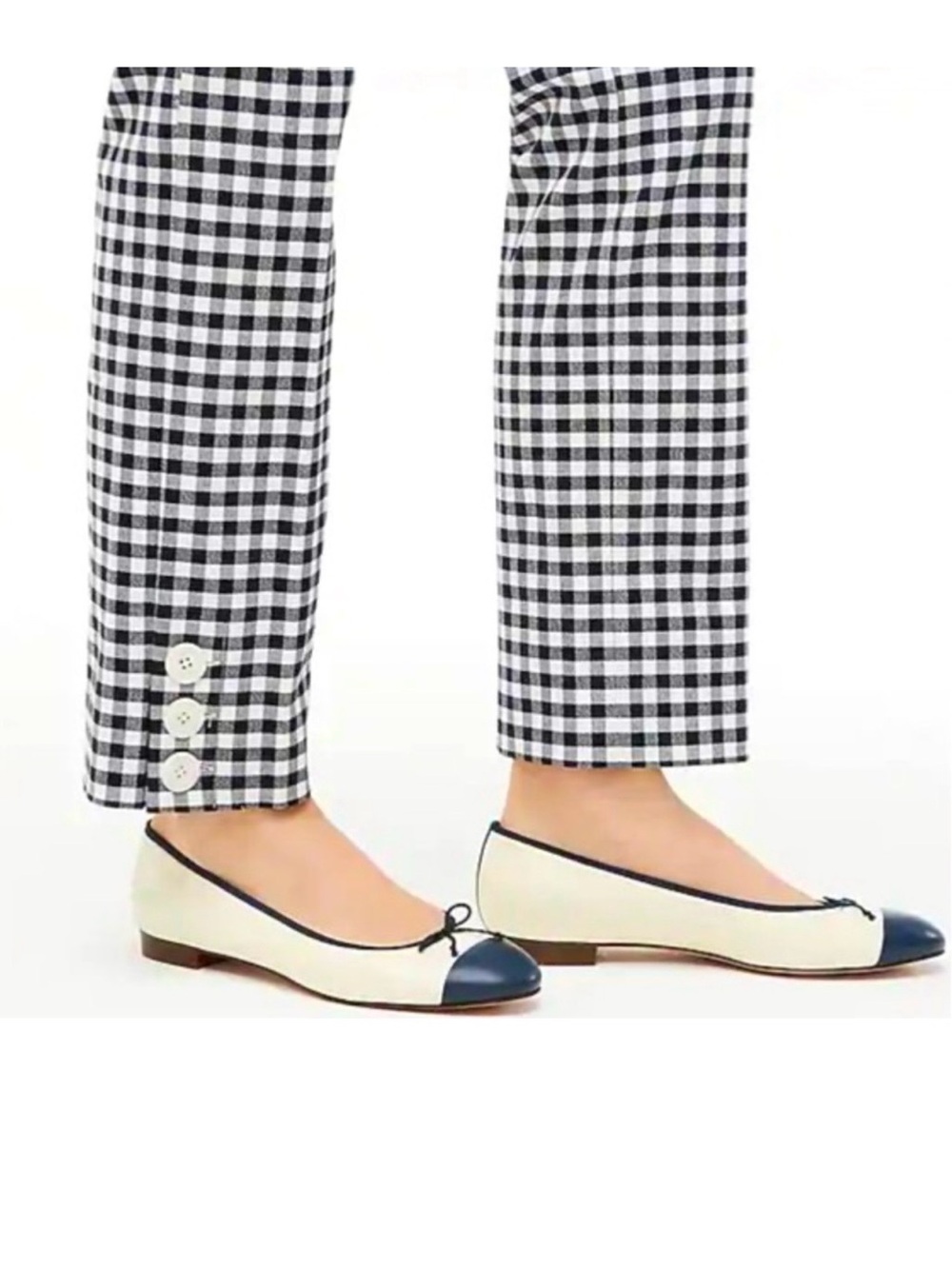 Navy & White Gingham Pants with Button Cuff - Picture 5 of 5